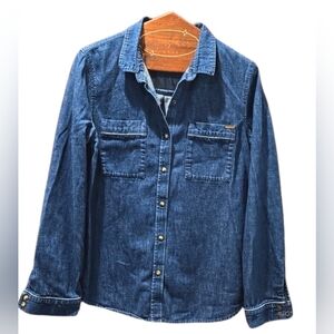 Volcom Denim Snap Long Sleeve Shirt Sz L